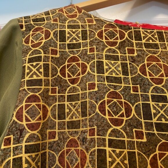 Choice: DIANE GILMAN 100% SILK l/s TUNIC Tops* RED GOLD or OLIVE Green GOLD ~ S - Picture 9 of 14